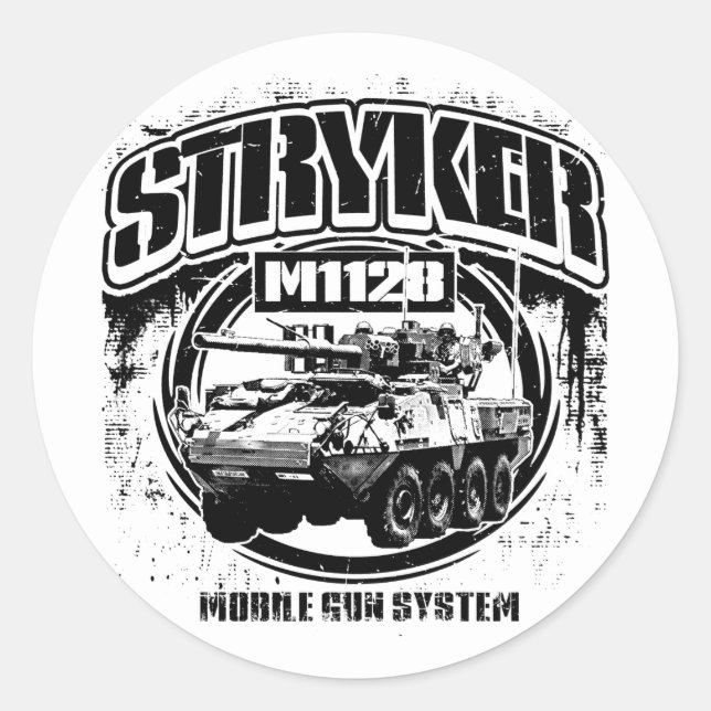Sticker Rond Système d'arme mobile M1128 Stryker (Devant)