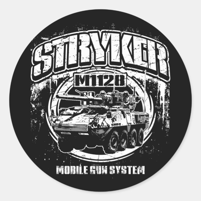 Sticker Rond Système d'arme mobile M1128 Stryker (Devant)
