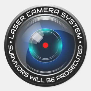 Sticker Rond Système de surveillance par caméra de sécurité las