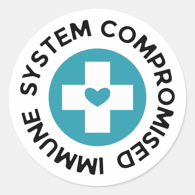 Sticker Rond Système immunitaire Compromis Cross Blue Heart (Devant)