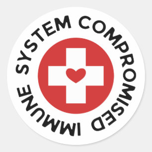 Sticker Rond Système immunitaire Compromis Cross Red Heart