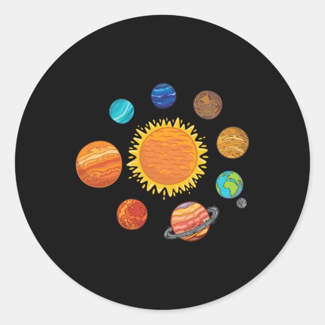 Sticker Rond Systèmes solaires Planètes Astronomie Spatiale (Devant)