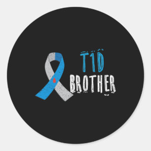 Sticker Rond T1d Brother Bleu Ruban Type 1 Sensibilisation au d