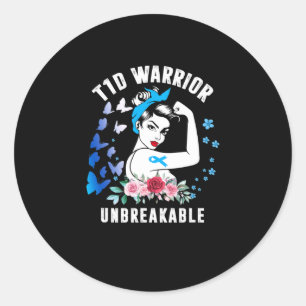 Sticker Rond T1d Femme guerrière Type 1 Sensibilisation au diab