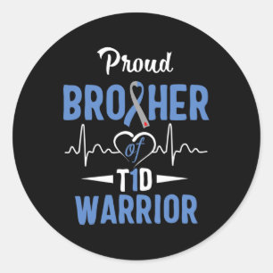 Sticker Rond T1D Fière Frère Diabète Sensibilisation Type 1 Ins