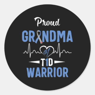 Sticker Rond T1D Fière Grand-mère Sensibilisation au diabète Ty