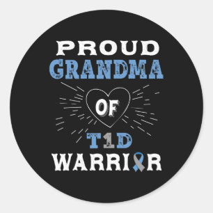 Sticker Rond T1d Fière Grand-mère Sensibilisation au diabète Ty
