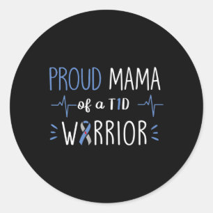 Sticker Rond T1D Fière Mama Sensibilisation au diabète Ruban bl