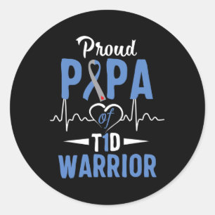 Sticker Rond T1D Fière Papa Sensibilisation au diabète Type 1 I