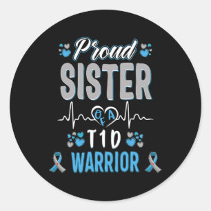 Sticker Rond T1D fière soeur Sensibilisation au diabète Type 1