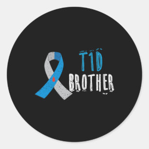 Sticker Rond T1D frère bleu ruban de type 1 sensibilisation au