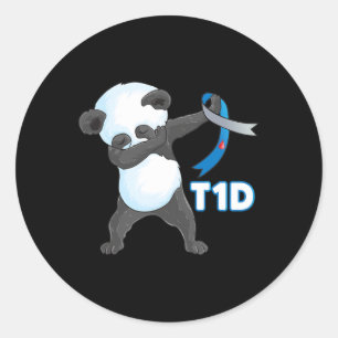Sticker Rond T1d Fun mignon Dabbing Panda Type 1 Diabète Sensib