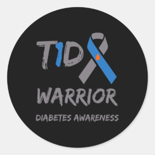 Sticker Rond T1d Guerrier Type 1 Sensibilisation au diabète Rub
