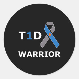 Sticker Rond T1d Guerrier Type 1 Sensibilisation au diabète Rub