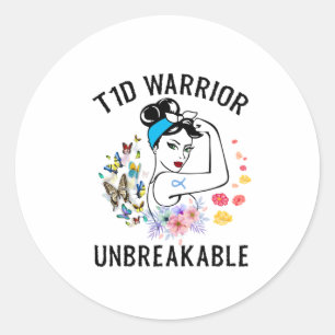 Sticker Rond T1D Guerrière Femme de type 1 Sensibilisation au 