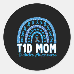Sticker Rond T1D Maman Diabète arc-en-ciel Sensibilisation Nove