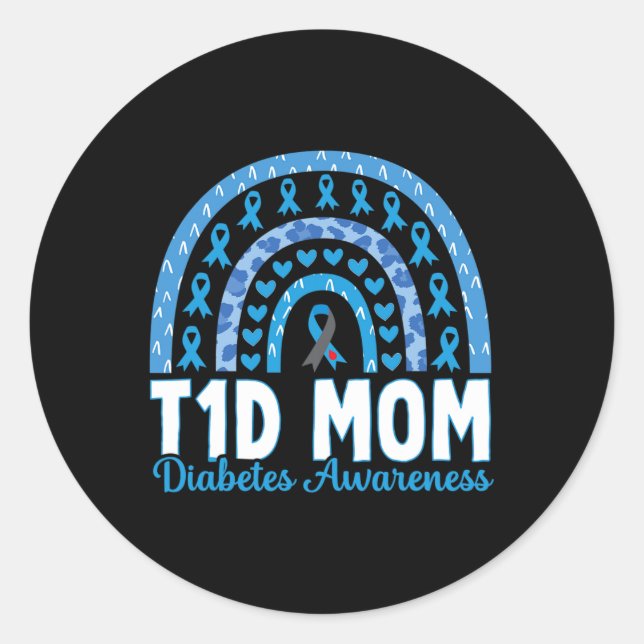 Sticker Rond T1D Maman Diabète arc-en-ciel Sensibilisation Nove (Devant)