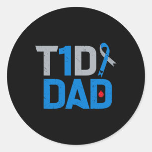 Sticker Rond T1d Papa Soutien de sensibilisation au diabète Lut