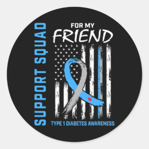 Sticker Rond T1d Sensibilisation Us Drapeau Ami Type 1 Diabète