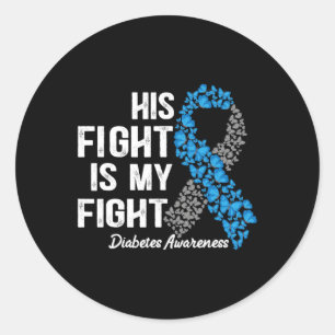 Sticker Rond T1D vêtement Son combat est mon combat Type 1 Diab
