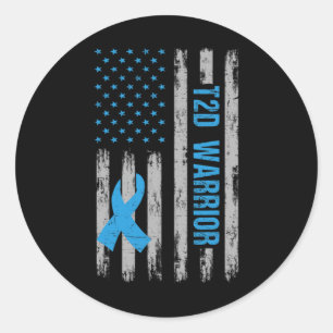 Sticker Rond T2d Conscience guerrière Drapeau américain Diabéti