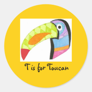 Sticker Rond T est pour le toucan