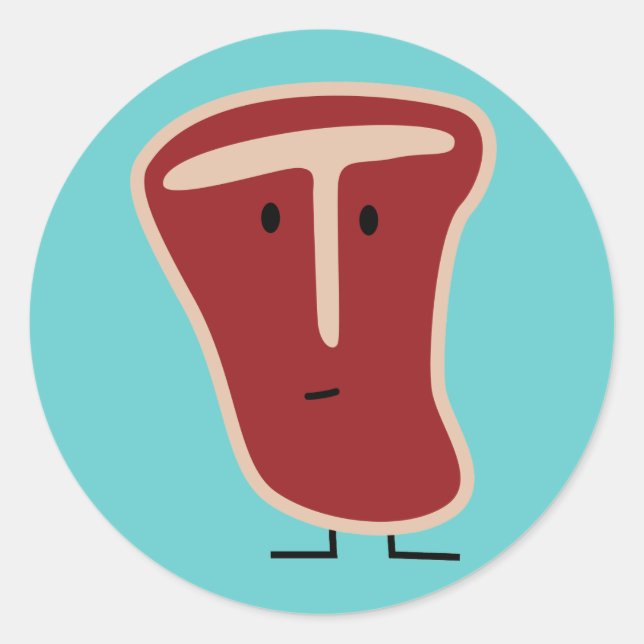 Sticker Rond T-os steak viande protéine viande grillé viande de (Devant)