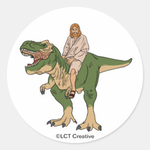 Sticker Rond T-Rex de Jésus