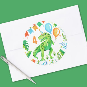 Sticker Rond T rex Dinosaur Boys Anniversaire