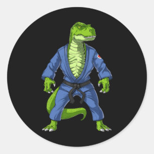 Sticker Rond T-rex Dinosaur Jiu-jitsu Judo Ninja Arts martiaux
