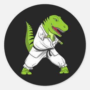 Sticker Rond T-rex Dinosaur Karate Kickboxing Martial Arts Jiu-