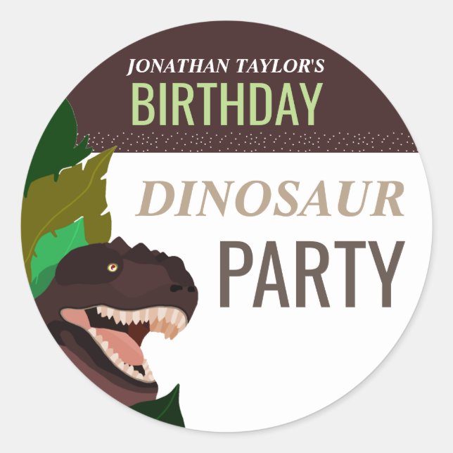 Sticker Rond T Rex Dinosaur Party Anniversaire des enfants (Devant)