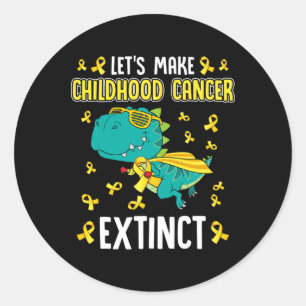Sticker Rond T-rex Dinosaur Rendre Le Cancer De L'Enfance Extin