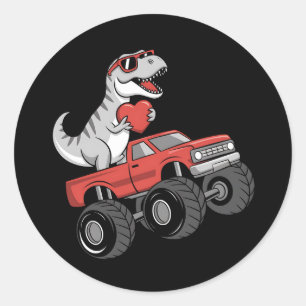 Sticker Rond T-Rex Dinosaure de la Saint-Valentin à camion mons