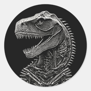 Sticker Rond T-Rex Dinosaure gothique
