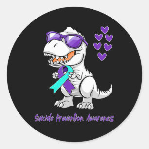 Sticker Rond T-rex Dinosaure Journée de sensibilisation à la pr