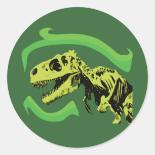 Sticker Rond T-Rex Dinosaure Squelette