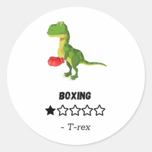 Sticker Rond T-rex Hates Boxe Dinosaure Drôle Imprimer