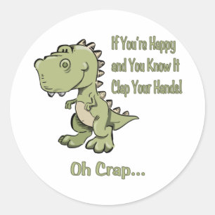 Sticker Rond T-Rex heureux