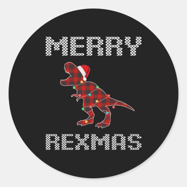 Sticker Rond t rex merry rexmas vend (Devant)