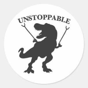 Sticker Rond T-rex non stoppable - Choisir la couleur arrière -