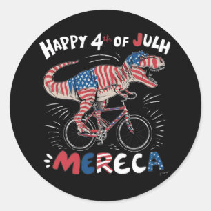 Sticker Rond T-Rex portant les couleurs du drapeau américain_2