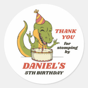 Sticker Rond T-Rex tourne 1 mignonne Dinosaure Anniversaire de