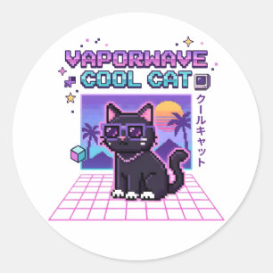 Sticker Rond T-shirt à capuche graphique Y2K Vaporwave Pixel Co