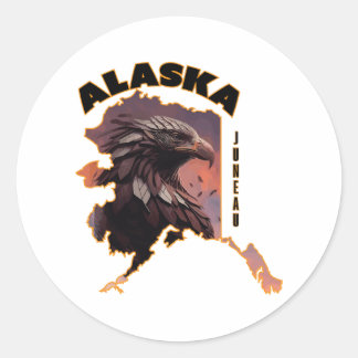 Sticker Rond T-shirt Alaska Bald Eagle Adventure