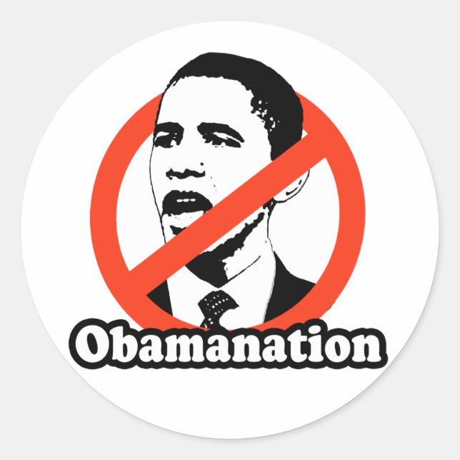 STICKER ROND T-SHIRT ANTI-OBAMA / OBAMANAT (Devant)