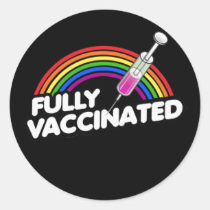 Sticker Rond T-Shirt Arc-en-Ciel de la Fierté ENTIÈREMENT VACCI