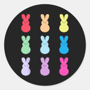 Sticker Rond T-shirt arc-en-ciel lapin de Pâques adorable – Sp