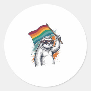Sticker Rond T-shirt avec gravure vintage de paresseux de fiert