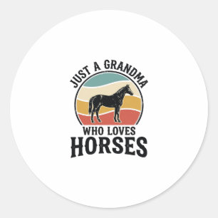 Sticker Rond T-shirt avec gravure vintage Grand-mère aime les c